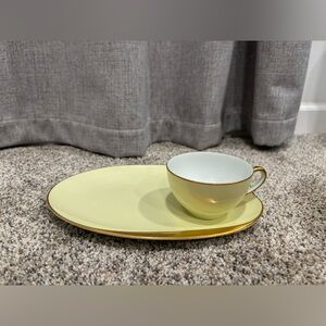 Vintage Noritake Pastel Yellow Snack Plate & Cup Set